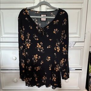 Floral Black and Orange Dress